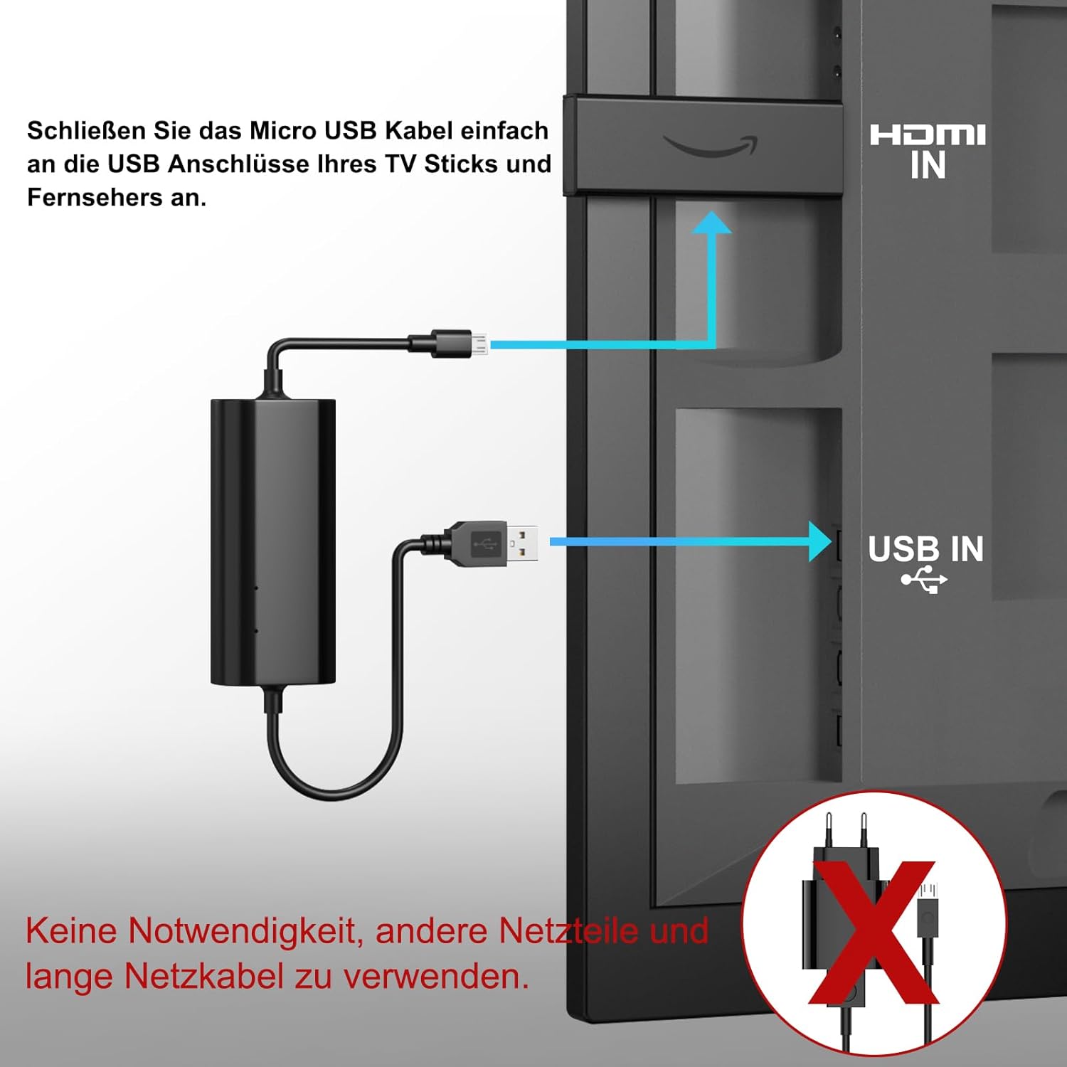 BENSN USB Adapter Stromkabel für TV Stick 4K Max, Lite, USB Netzteil Netzkabel, Stromstärke erhöhen